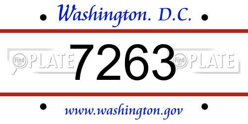 7263 District Of Columbia License Plate