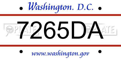 7265DA District Of Columbia License Plate