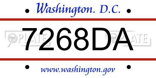 7268DA District Of Columbia License Plate