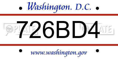 726BD4 District Of Columbia License Plate