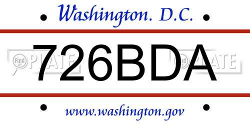726BDA District Of Columbia License Plate