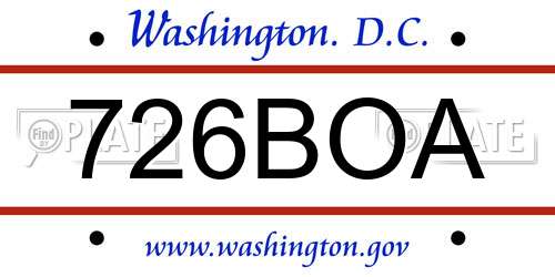 726BOA District Of Columbia License Plate