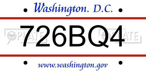 726BQ4 District Of Columbia License Plate