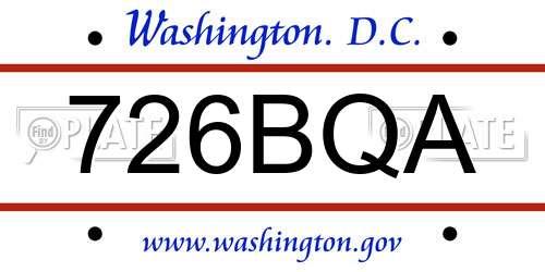 726BQA District Of Columbia License Plate