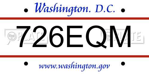 726EQM District Of Columbia License Plate