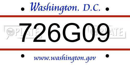 726G09 District Of Columbia License Plate