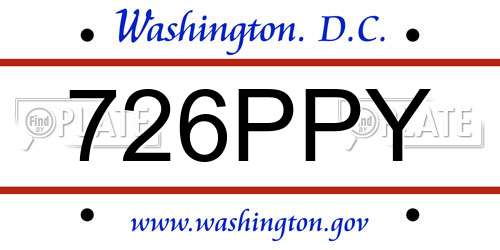 726PPY District Of Columbia License Plate