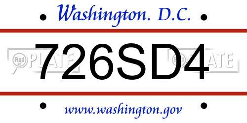 726SD4 District Of Columbia License Plate