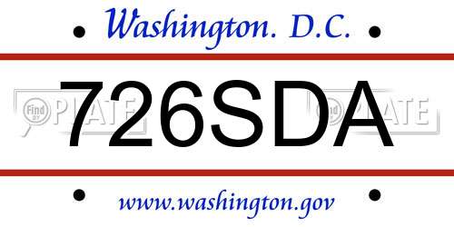 726SDA District Of Columbia License Plate