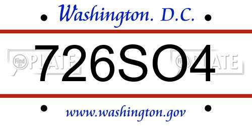 726SO4 District Of Columbia License Plate