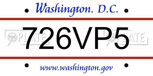 726VP5 District Of Columbia License Plate