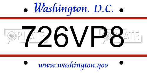 726VP8 District Of Columbia License Plate