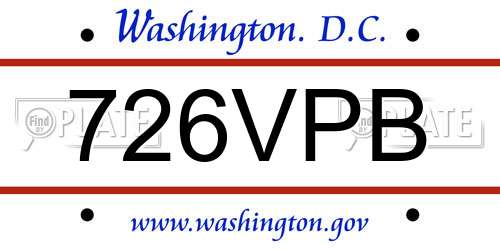 726VPB District Of Columbia License Plate