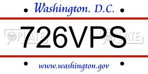 726VPS District Of Columbia License Plate