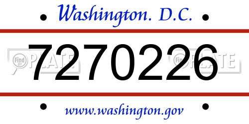 7270226 District Of Columbia License Plate