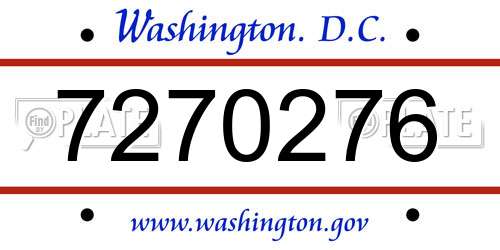 7270276 District Of Columbia License Plate