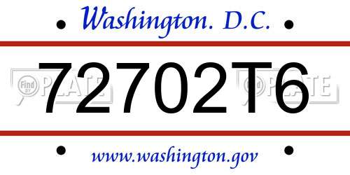 72702T6 District Of Columbia License Plate