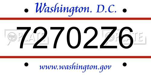 72702Z6 District Of Columbia License Plate
