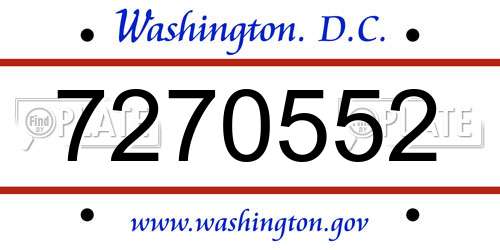 7270552 District Of Columbia License Plate