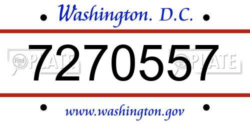7270557 District Of Columbia License Plate