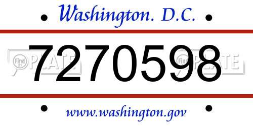 7270598 District Of Columbia License Plate