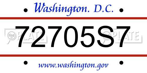72705S7 District Of Columbia License Plate