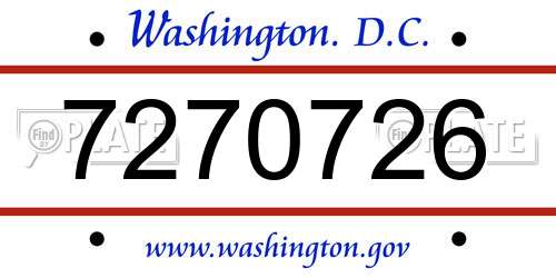 7270726 District Of Columbia License Plate