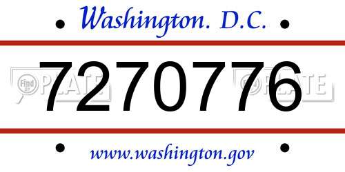 7270776 District Of Columbia License Plate