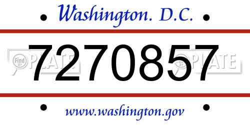 7270857 District Of Columbia License Plate