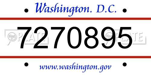 7270895 District Of Columbia License Plate