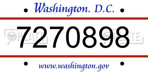 7270898 District Of Columbia License Plate