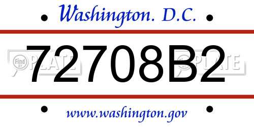 72708B2 District Of Columbia License Plate