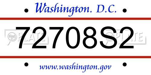 72708S2 District Of Columbia License Plate