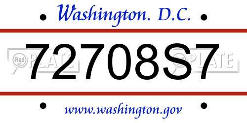 72708S7 District Of Columbia License Plate
