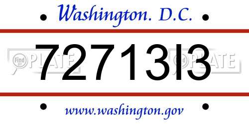 72713I3 District Of Columbia License Plate