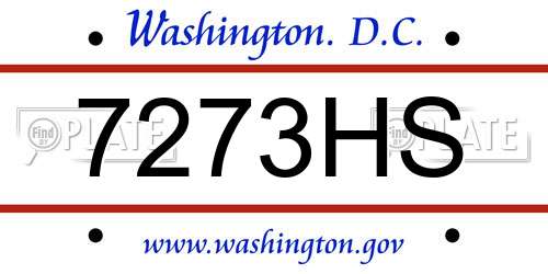 7273HS District Of Columbia License Plate