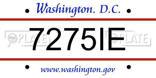 7275IE District Of Columbia License Plate