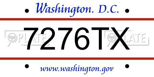 7276TX District Of Columbia License Plate