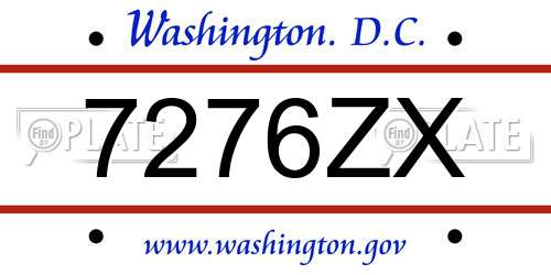7276ZX District Of Columbia License Plate