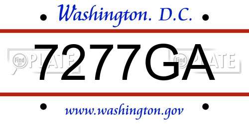 7277GA District Of Columbia License Plate