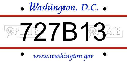 727B13 District Of Columbia License Plate