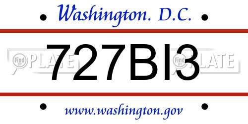 727BI3 District Of Columbia License Plate