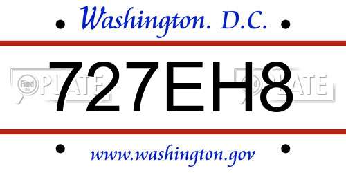 727EH8 District Of Columbia License Plate