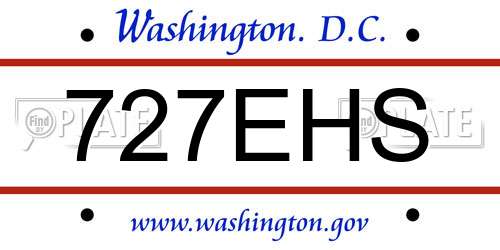 727EHS District Of Columbia License Plate