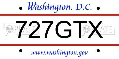 727GTX District Of Columbia License Plate