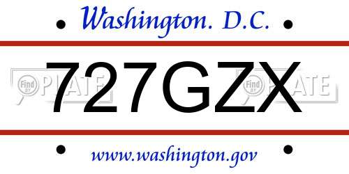 727GZX District Of Columbia License Plate