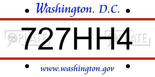 727HH4 District Of Columbia License Plate