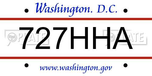 727HHA District Of Columbia License Plate