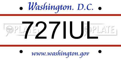 727IUL District Of Columbia License Plate