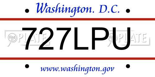 727LPU District Of Columbia License Plate